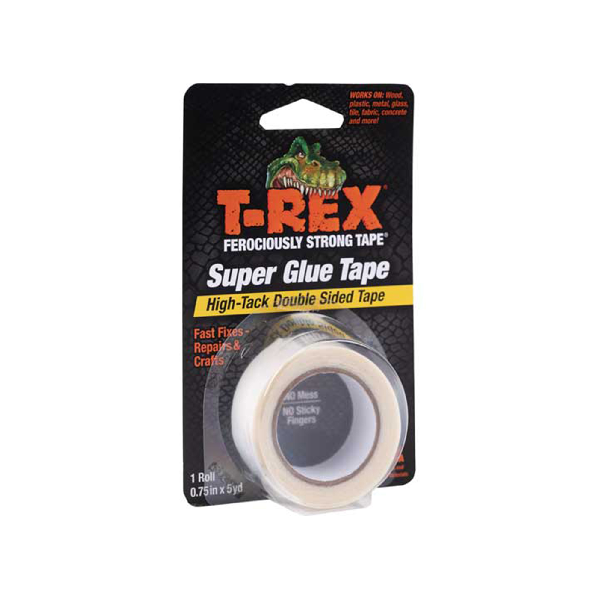 Shurtape T-Rex Double Sided Super Glue Tape — 0.75in. x 5yd., Clear, High-Tack Acrylic Adhesive, Model# SHT286853